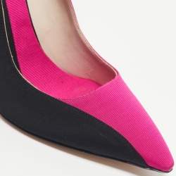 Pre Owned Roger Vivier Pink/Black Fabric Bibow Pumps Size 36