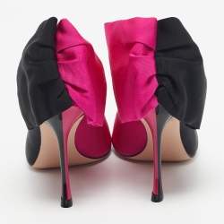 Pre Owned Roger Vivier Pink/Black Fabric Bibow Pumps Size 36