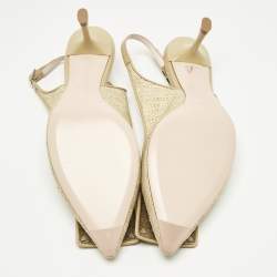 Pre Owned Roger Vivier Green Raffia And Leather Belle Vivier Slingback Pumps Size 38