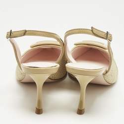 Pre Owned Roger Vivier Green Raffia And Leather Belle Vivier Slingback Pumps Size 38