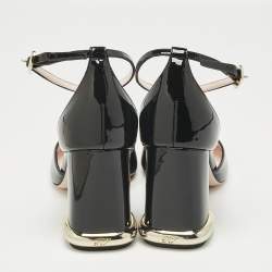 Pre Owned Roger Vivier Black Patent Leather Viv Podium Pumps Size 39