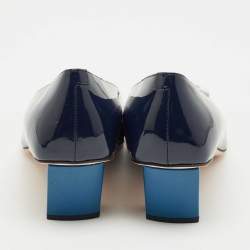 Pre Owned Roger Vivier Navy Blue Patent Leather Trompette Pumps Size 41