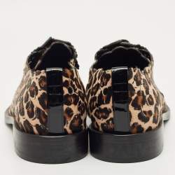 Pre Owned Roger Vivier Brown Leopard Print Calf Hair Lace Up Oxfords Size 40