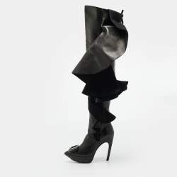 مملوكة مسبقًا Roger Vivier Viv Size 40 Black Leather Knee Length Boots