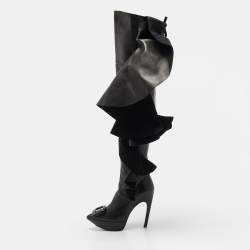 مملوكة مسبقًا حذاء بوت ركبة روجر فيفييه جلد أسود فيف' شوك روش مقاس 37