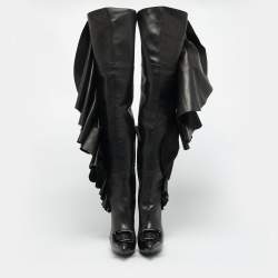 مملوكة مسبقًا Roger Vivier Viv Size 36 Black Leather Knee Length Boots                