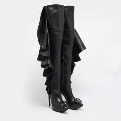 مملوكة مسبقًا Roger Vivier Viv Size 36 Black Leather Knee Length Boots                