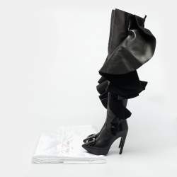 مملوكة مسبقًا Roger Vivier Viv Size 36 Black Leather Knee Length Boots                