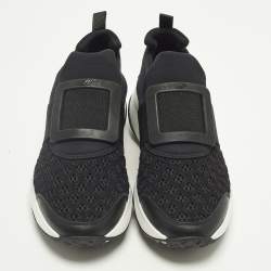 Pre Owned Roger Vivier Running Buckle Size 37.5 Black Fabric and Leather Slip On Sneakers