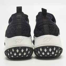 Pre Owned Roger Vivier Running Buckle Size 37.5 Black Fabric and Leather Slip On Sneakers