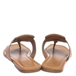 Pre Owned Roger Vivier Brown Leather Thong Flats Size 36