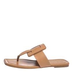 Pre Owned Roger Vivier Brown Leather Thong Flats Size 36