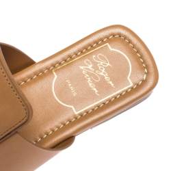 Pre Owned Roger Vivier Brown Leather Thong Flats Size 36