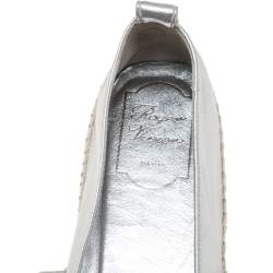 Pre Owned Roger Vivier Metallic Silver Bead and Sequin Embellished Espadrille Flats Size 39