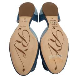 Pre Owned Roger Vivier Denim Fabric D'Orsay Flats Size 38