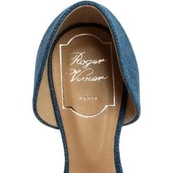 Pre Owned Roger Vivier Denim Fabric D'Orsay Flats Size 38