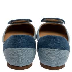 Pre Owned Roger Vivier Denim Fabric D'Orsay Flats Size 38