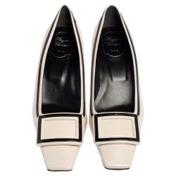 Pre Owned Roger Vivier Black/White Leather and Patent Leather Belle Vivier Pumps Size 39