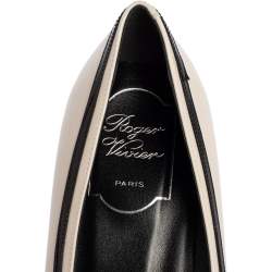 Pre Owned Roger Vivier Black/White Leather and Patent Leather Belle Vivier Pumps Size 39
