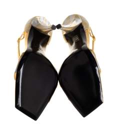 Pre Owned Roger Vivier Silver/Gold Satin And Leather Open Toe Ankle Strap Sandals Size 40