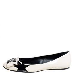 Pre Owned Roger Vivier White/Black Patent Leather Gommette Ballet Size 40