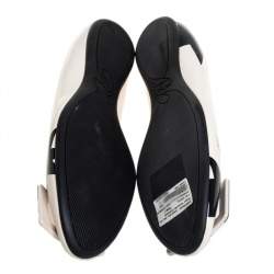Pre Owned Roger Vivier White/Black Patent Leather Gommette Ballet Size 40