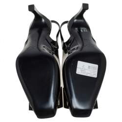 Pre Owned Roger Vivier Black Patent Leather Trompette Slingback Sandals Size 38