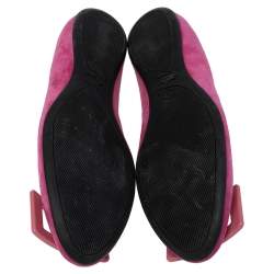 Pre Owned Roger Vivier Pink Suede Gommette Ballet Flats Size 38.5