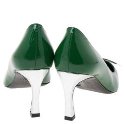 Pre Owned Roger Vivier Limited Edition Green Patent Leather Trompette Pumps Size 39.5