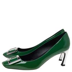 Pre Owned Roger Vivier Limited Edition Green Patent Leather Trompette Pumps Size 39.5