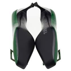 Pre Owned Roger Vivier Limited Edition Green Patent Leather Trompette Pumps Size 39.5