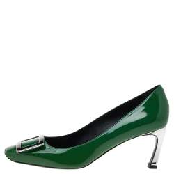 Pre Owned Roger Vivier Limited Edition Green Patent Leather Trompette Pumps Size 39.5