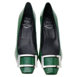 Pre Owned Roger Vivier Limited Edition Green Patent Leather Trompette Pumps Size 39.5