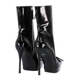 Pre Owned Roger Vivier Black Leather Vivier Choc Covered Buckle Platform Booties Size IT 36