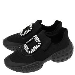 Roger Vivier Black Canvas Sneaky Viv Embellished Slip On Sneakers Size 39
