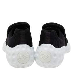 Pre Owned Roger Vivier Black Nylon Viv Run Light Strass Buckle Sneakers Size 38.5