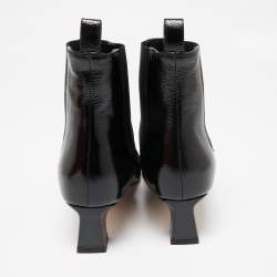 Pre Owned Roger Vivier Black Patent Leather Trompette Chelsea Ankle Boots Size 39