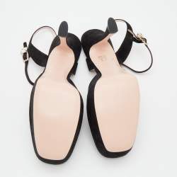 Pre Owned Roger Vivier Black Suede Ankle Strap Platform Sandals Size 38