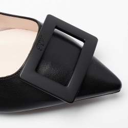Roger Vivier Black Leather Gommette Pointed Toe Ballet Flats Size 39