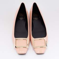 Pre Owned Roger Vivier Beige Patent Leather Trompette Ballet Flats Size 41