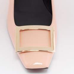 Pre Owned Roger Vivier Beige Patent Leather Trompette Ballet Flats Size 41