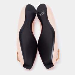 Pre Owned Roger Vivier Beige Patent Leather Trompette Ballet Flats Size 41