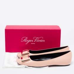 Pre Owned Roger Vivier Beige Patent Leather Trompette Ballet Flats Size 41