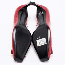 Pre Owned Roger Vivier Burgundy Patent Leather Trompette Pumps Size 40.5