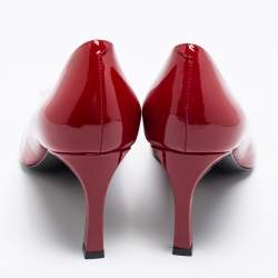 Pre Owned Roger Vivier Burgundy Patent Leather Trompette Pumps Size 40.5