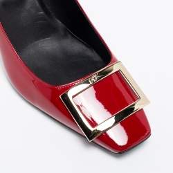 Pre Owned Roger Vivier Burgundy Patent Leather Trompette Pumps Size 40.5