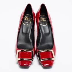 Pre Owned Roger Vivier Burgundy Patent Leather Trompette Pumps Size 40.5