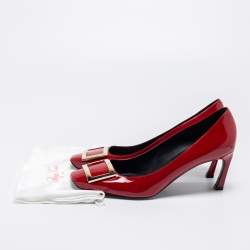 Pre Owned Roger Vivier Burgundy Patent Leather Trompette Pumps Size 40.5