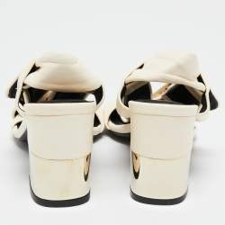 Pre Owned Roger Vivier White Leather Buckle Slingback Sandals Size 36