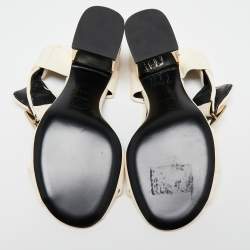 Pre Owned Roger Vivier White Leather Buckle Slingback Sandals Size 36